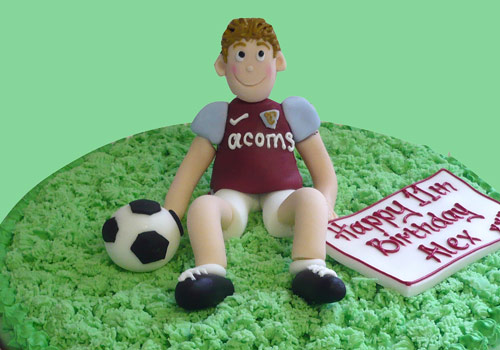 Footballer themed birthday cake
